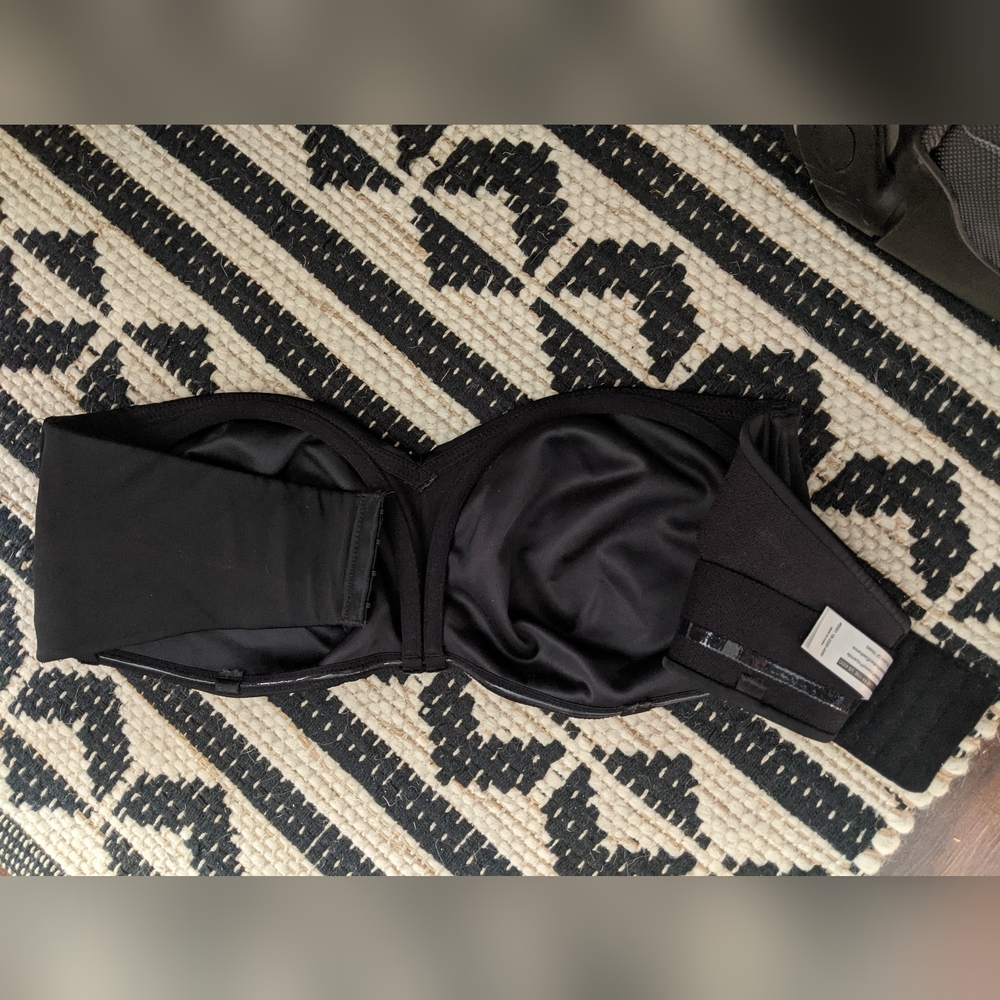 MELENECA Women's Strapless Bra Minimizer Unlined Bandeau with Underwire, Black